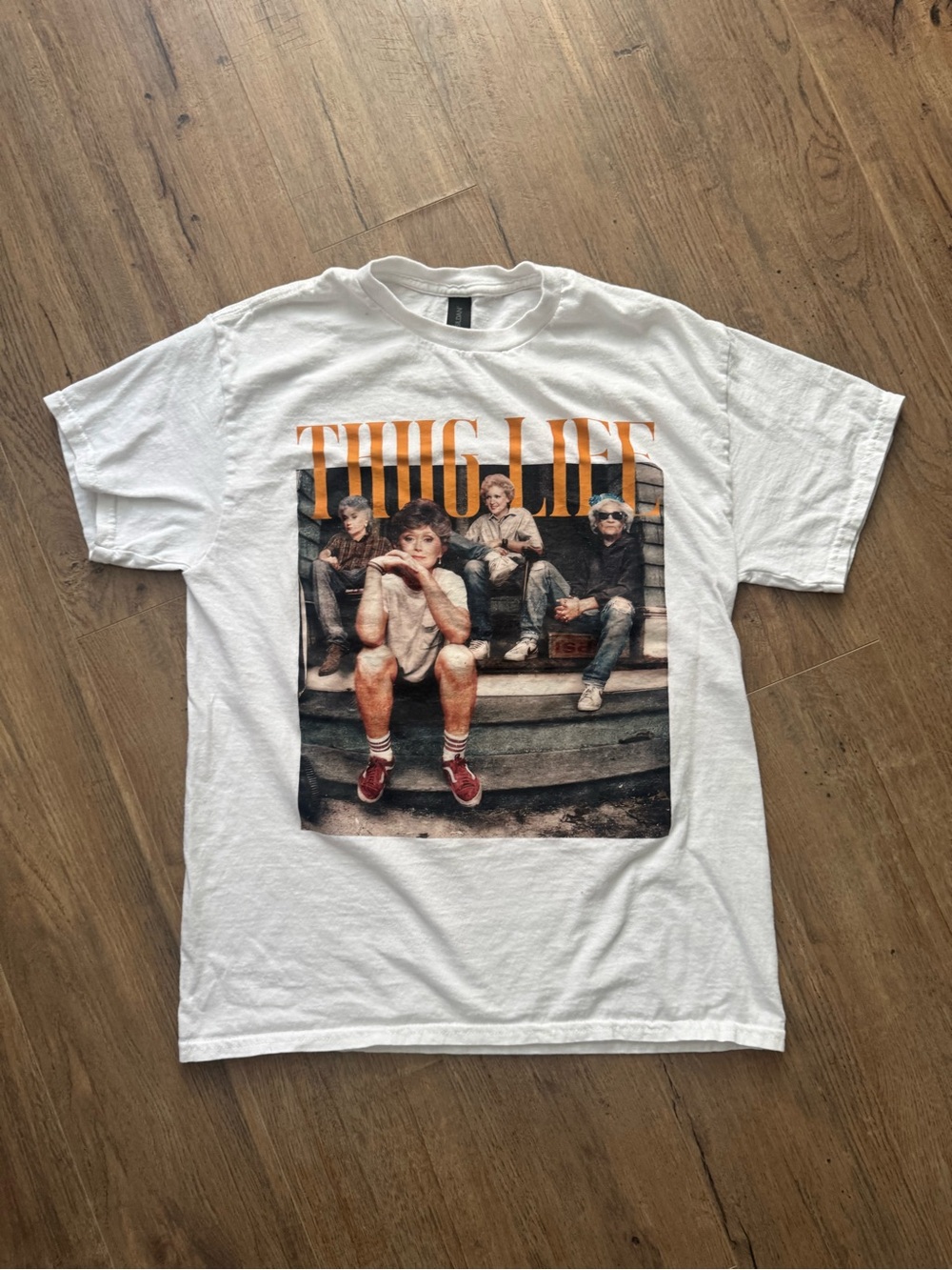 Vintage Vibe The Golden Girls Thug Life Graphic T-Shirt White Unisex Size Medium